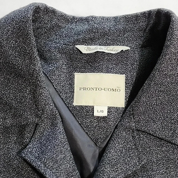 Men's Pronto Uomo Wool Coat, Gray/Black, Size Large, Pre-Owned - Picture 3 of 7